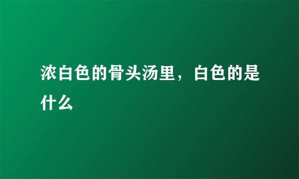 浓白色的骨头汤里，白色的是什么