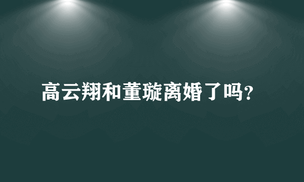 高云翔和董璇离婚了吗？