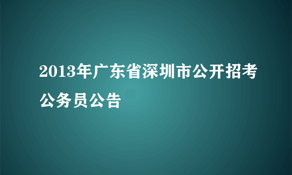 2013年广东省深圳市公开招考公务员公告