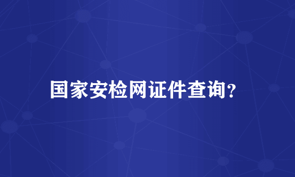 国家安检网证件查询？