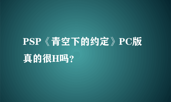 PSP《青空下的约定》PC版真的很H吗？