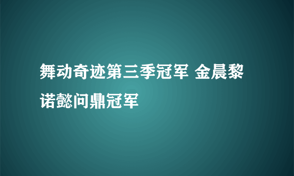 舞动奇迹第三季冠军 金晨黎诺懿问鼎冠军