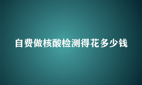 自费做核酸检测得花多少钱