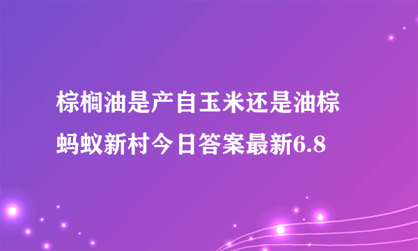 棕榈油是产自玉米还是油棕 蚂蚁新村今日答案最新6.8