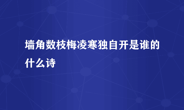 墙角数枝梅凌寒独自开是谁的什么诗