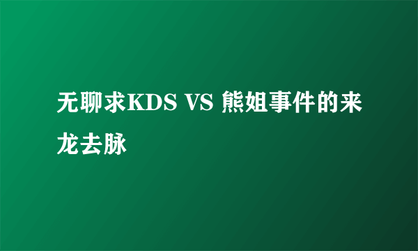 无聊求KDS VS 熊姐事件的来龙去脉