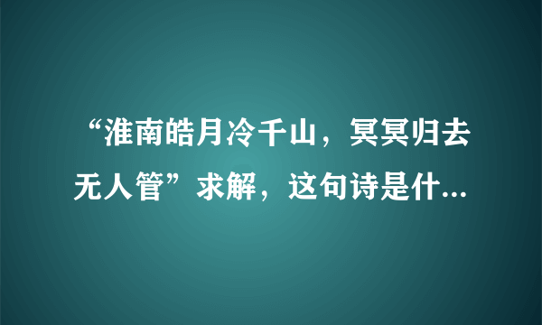 “淮南皓月冷千山，冥冥归去无人管”求解，这句诗是什么意思呢？