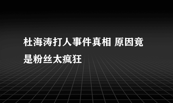 杜海涛打人事件真相 原因竟是粉丝太疯狂