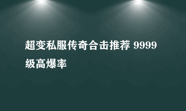 超变私服传奇合击推荐 9999级高爆率