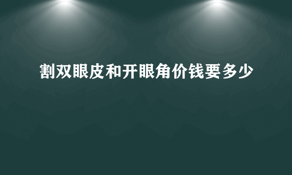 割双眼皮和开眼角价钱要多少