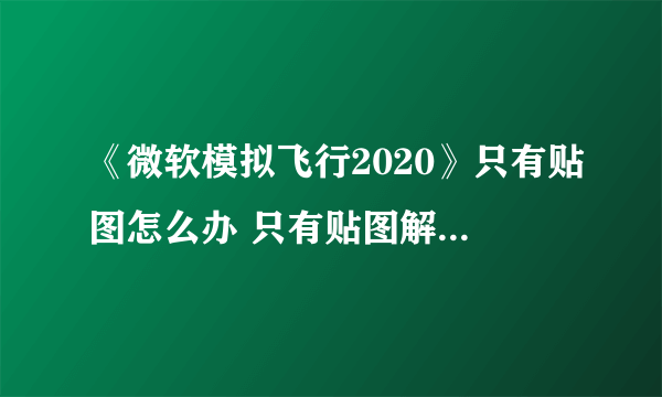 《微软模拟飞行2020》只有贴图怎么办 只有贴图解决方法分享