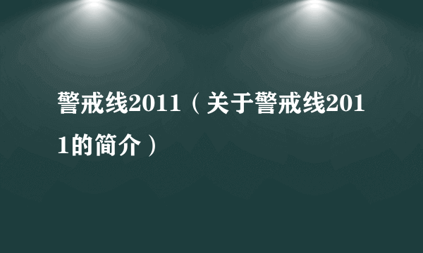 警戒线2011（关于警戒线2011的简介）