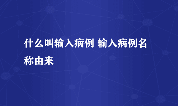 什么叫输入病例 输入病例名称由来