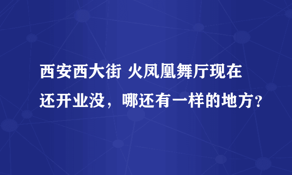 西安西大街 火凤凰舞厅现在还开业没，哪还有一样的地方？