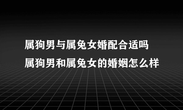 属狗男与属兔女婚配合适吗 属狗男和属兔女的婚姻怎么样