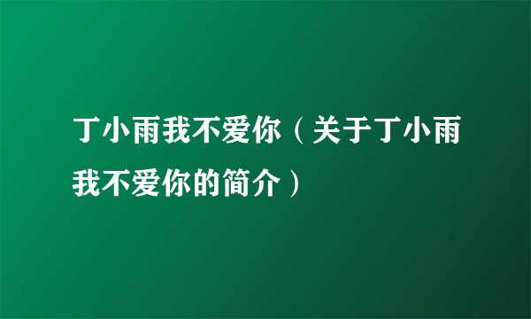 丁小雨我不爱你（关于丁小雨我不爱你的简介）