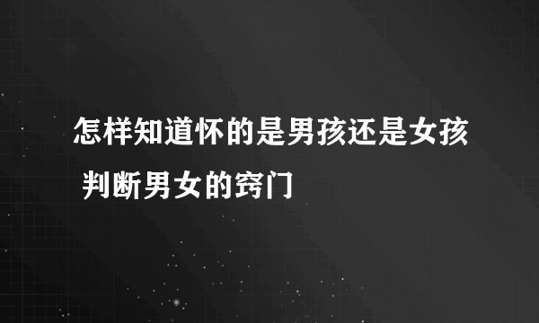 怎样知道怀的是男孩还是女孩 判断男女的窍门