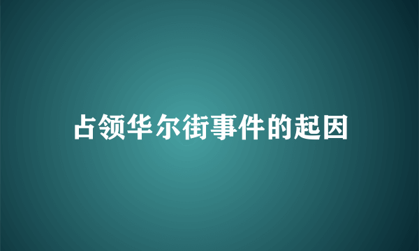 占领华尔街事件的起因