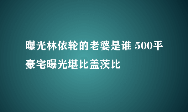 曝光林依轮的老婆是谁 500平豪宅曝光堪比盖茨比