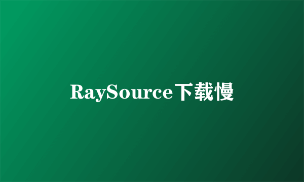 RaySource下载慢