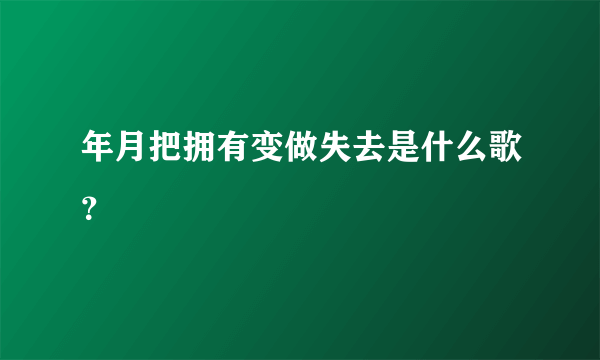 年月把拥有变做失去是什么歌？