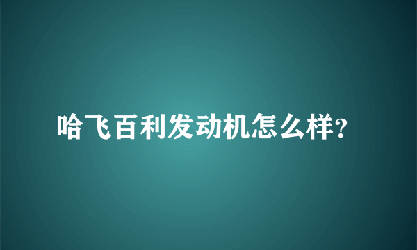 哈飞百利发动机怎么样？