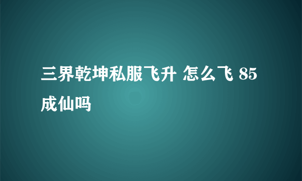 三界乾坤私服飞升 怎么飞 85成仙吗