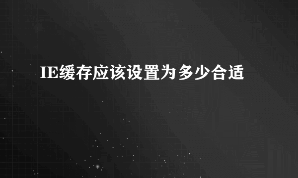 IE缓存应该设置为多少合适