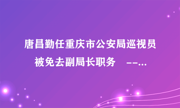 唐昌勤任重庆市公安局巡视员 被免去副局长职务 --时政--飞外