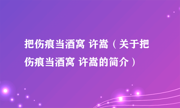 把伤痕当酒窝 许嵩（关于把伤痕当酒窝 许嵩的简介）