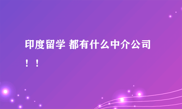 印度留学 都有什么中介公司！！