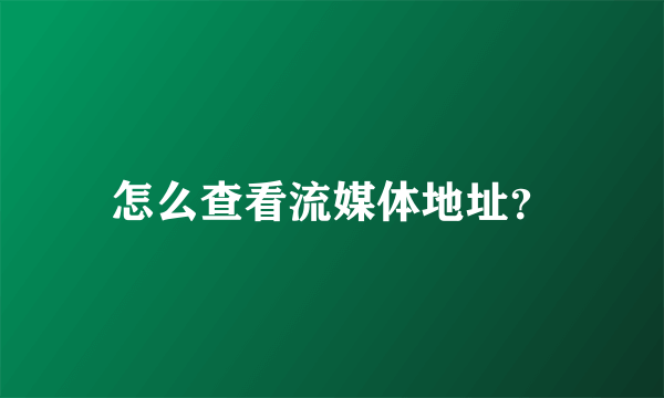 怎么查看流媒体地址？