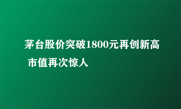 茅台股价突破1800元再创新高 市值再次惊人