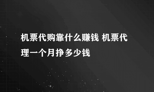 机票代购靠什么赚钱 机票代理一个月挣多少钱