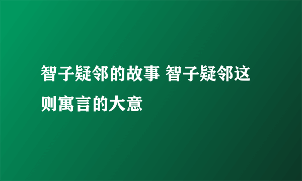 智子疑邻的故事 智子疑邻这则寓言的大意