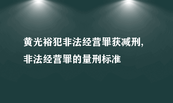 黄光裕犯非法经营罪获减刑,非法经营罪的量刑标准