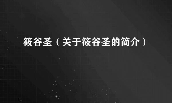 筱谷圣（关于筱谷圣的简介）