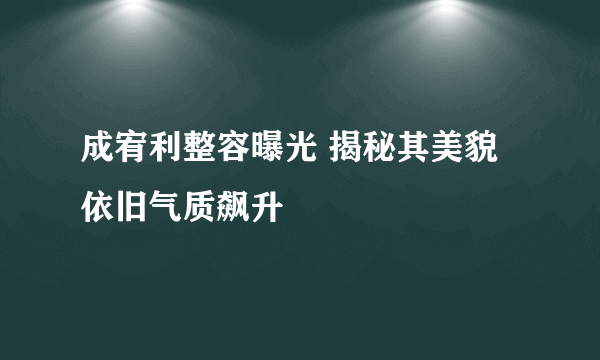 成宥利整容曝光 揭秘其美貌依旧气质飙升