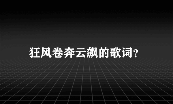 狂风卷奔云飙的歌词？