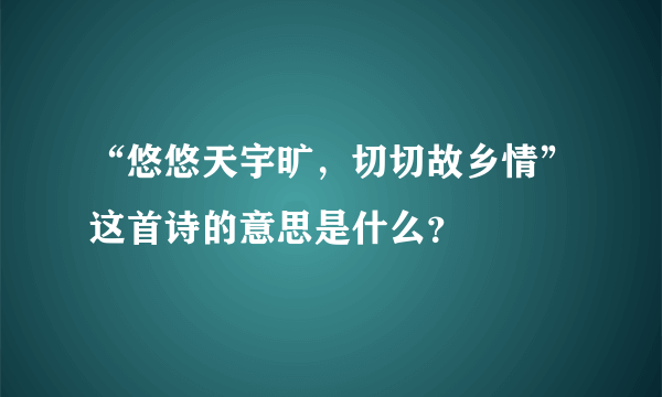 “悠悠天宇旷，切切故乡情”这首诗的意思是什么？