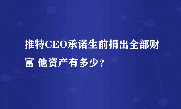 推特CEO承诺生前捐出全部财富 他资产有多少？