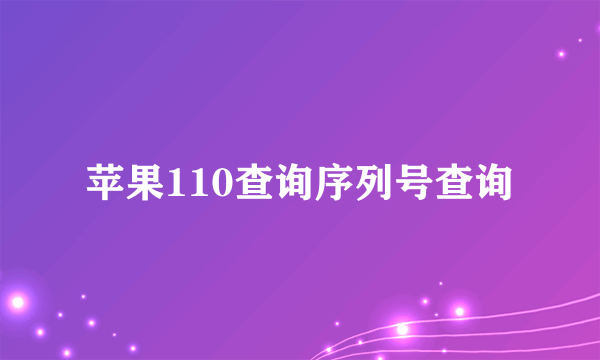 苹果110查询序列号查询