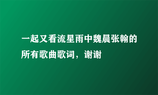 一起又看流星雨中魏晨张翰的所有歌曲歌词，谢谢