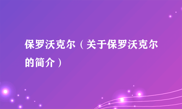 保罗沃克尔（关于保罗沃克尔的简介）