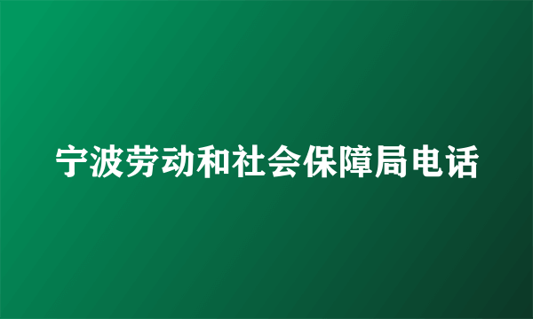 宁波劳动和社会保障局电话