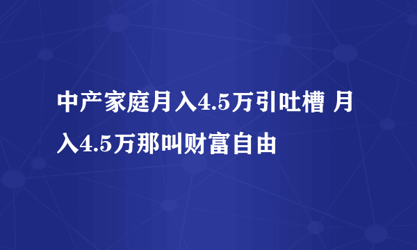 中产家庭月入4.5万引吐槽 月入4.5万那叫财富自由