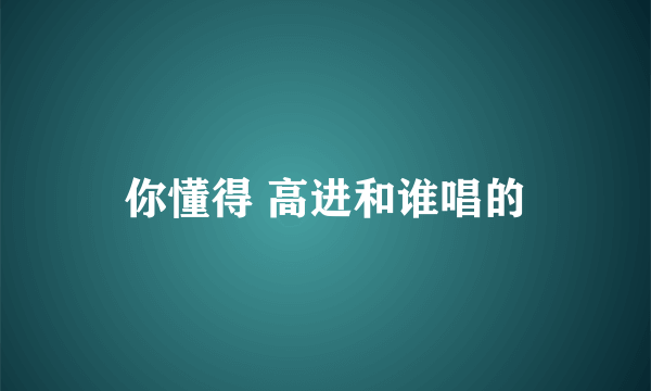 你懂得 高进和谁唱的