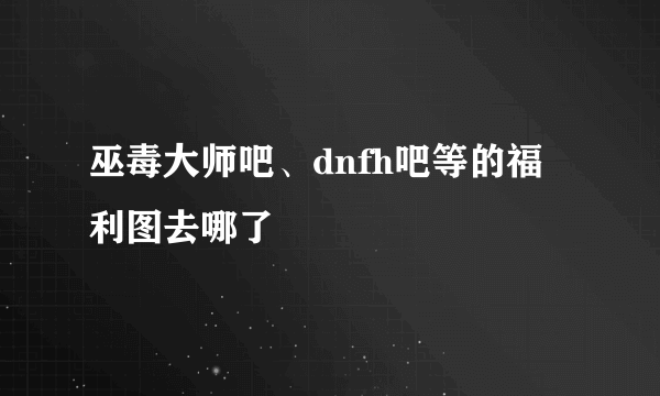 巫毒大师吧、dnfh吧等的福利图去哪了