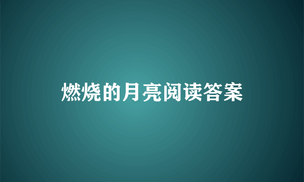 燃烧的月亮阅读答案