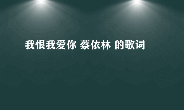 我恨我爱你 蔡依林 的歌词